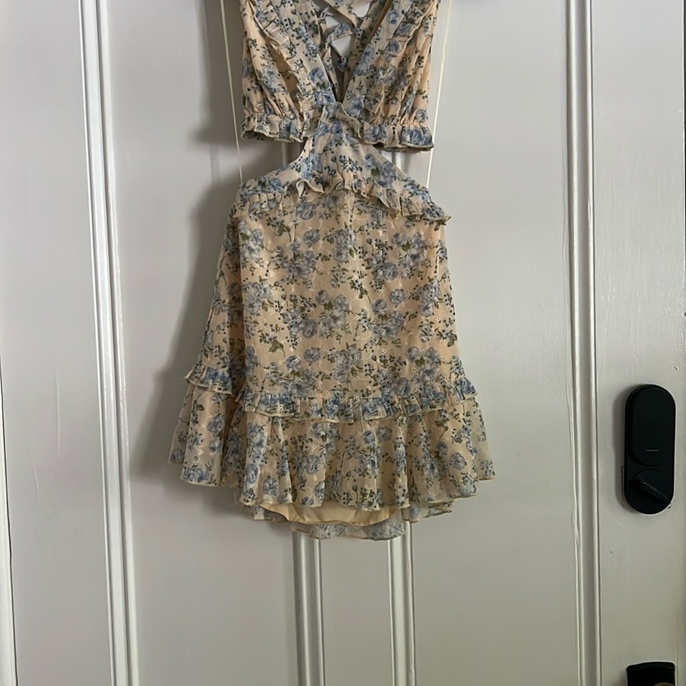 Astr Cream Ruffled Cutout Sundress - Picture 4 of 4